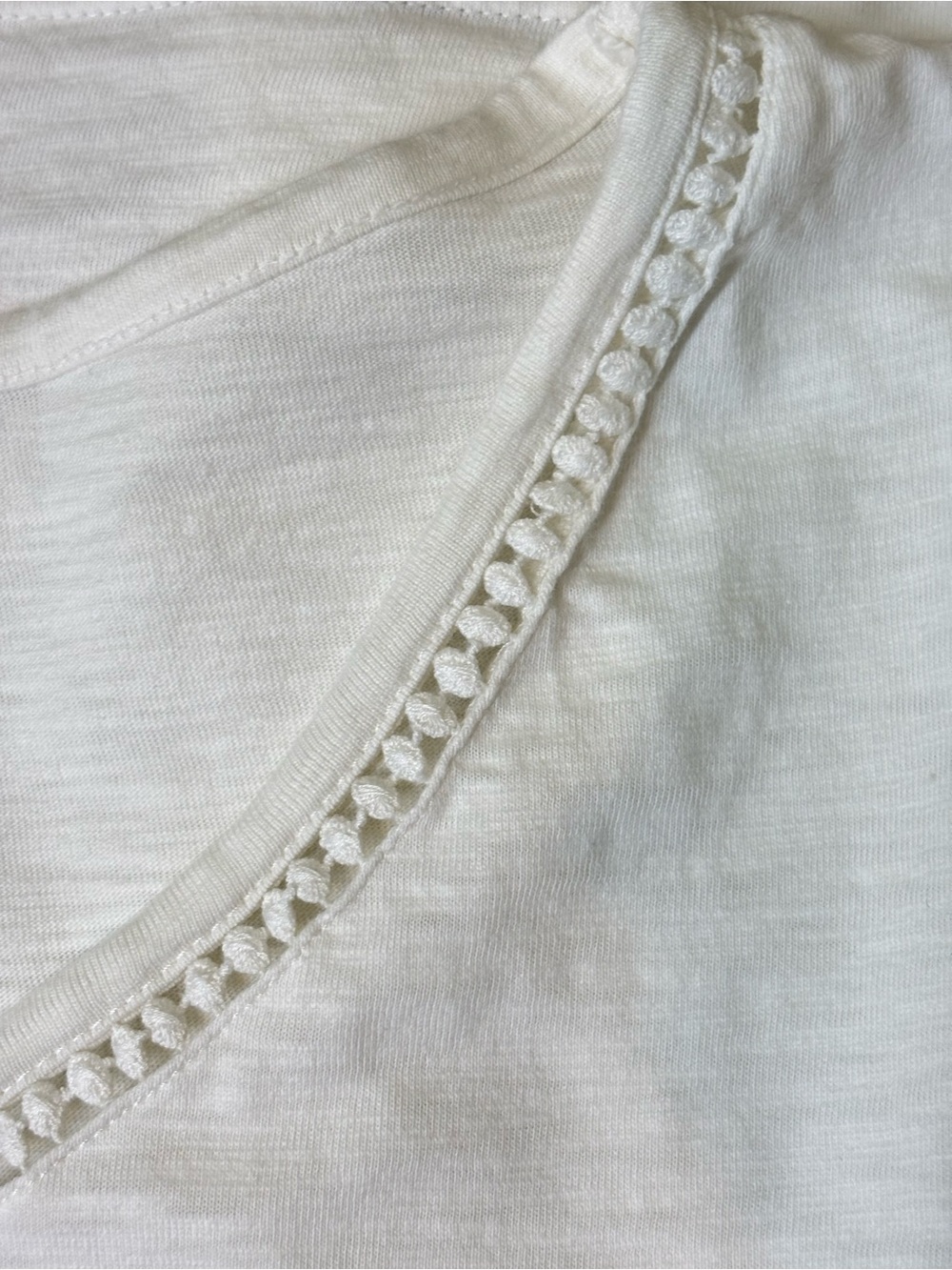 Coldwater Creek White V-Neck Tee with Decorative Trim, 100% cotton - Picture 6 of 6